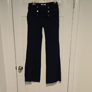 7 For All Mankind Navy Wide Leg Sailor Pants, Bittons And Tie In Front, New